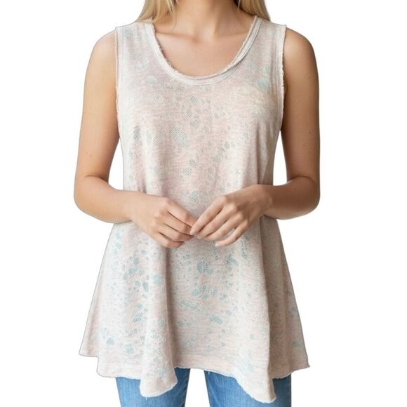 Anthropologie Maronie Distressed Washed Pink Tank Top Size Small NEW - Picture 1 of 6